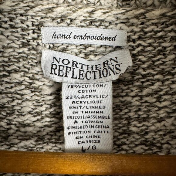 Vintage Northern Reflections Half Zip Sweater Hand Embroidered Knit Pullover - Picture 3 of 6